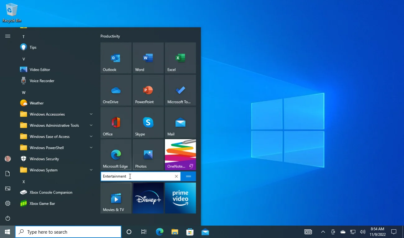 Windows 10 Home - Interface