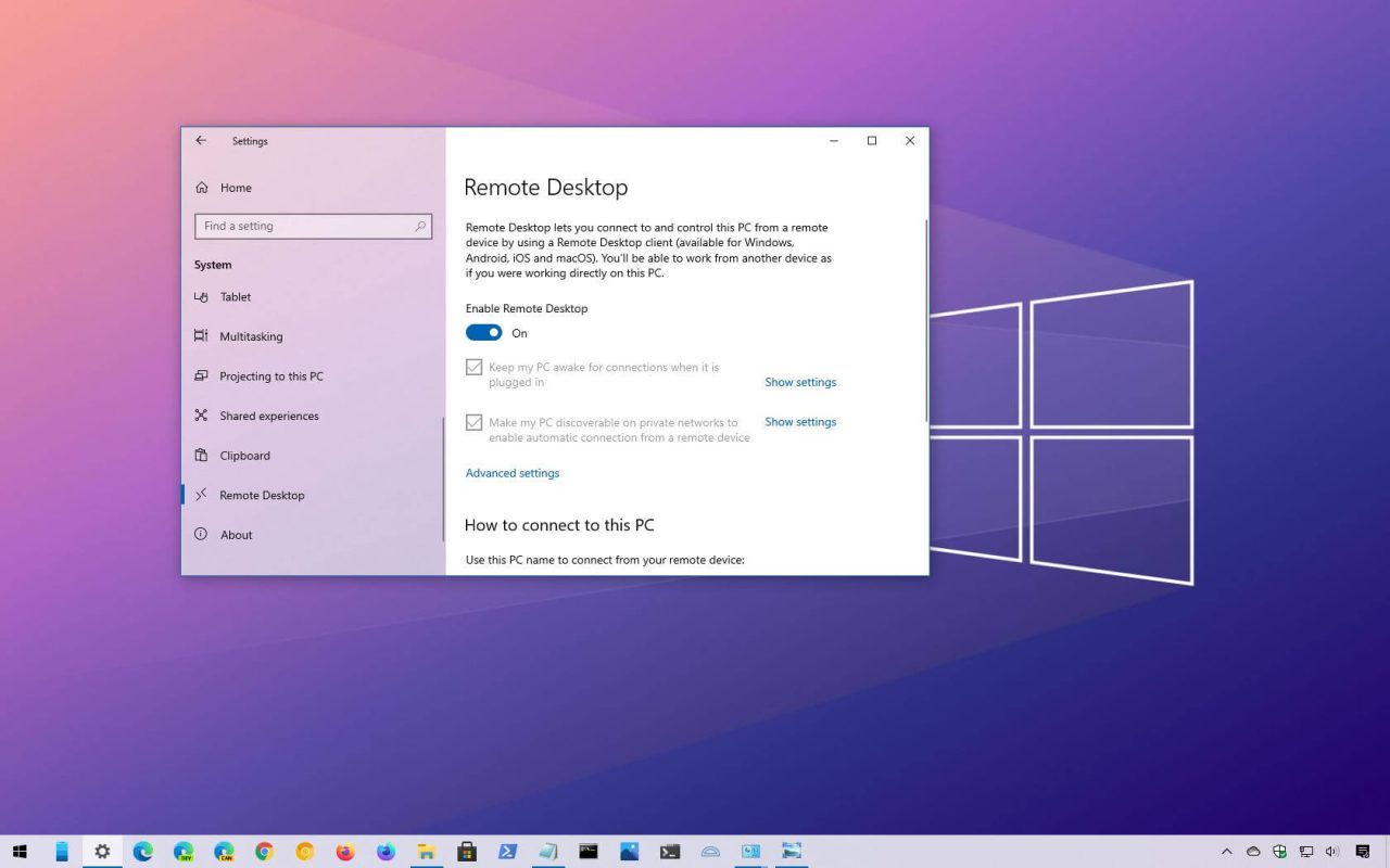 Windows 10 Pro -RemoteDesktop