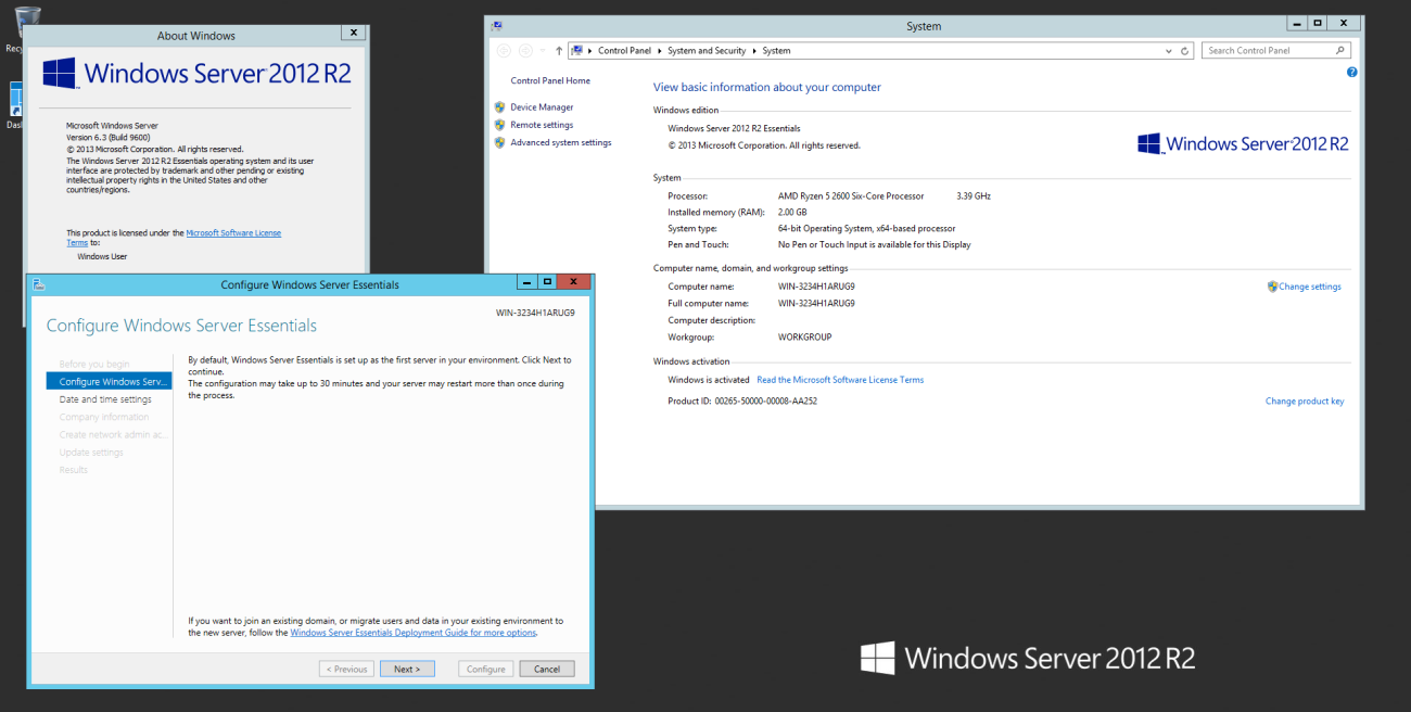 Windows Server 2012 R2 Essentials - Setup