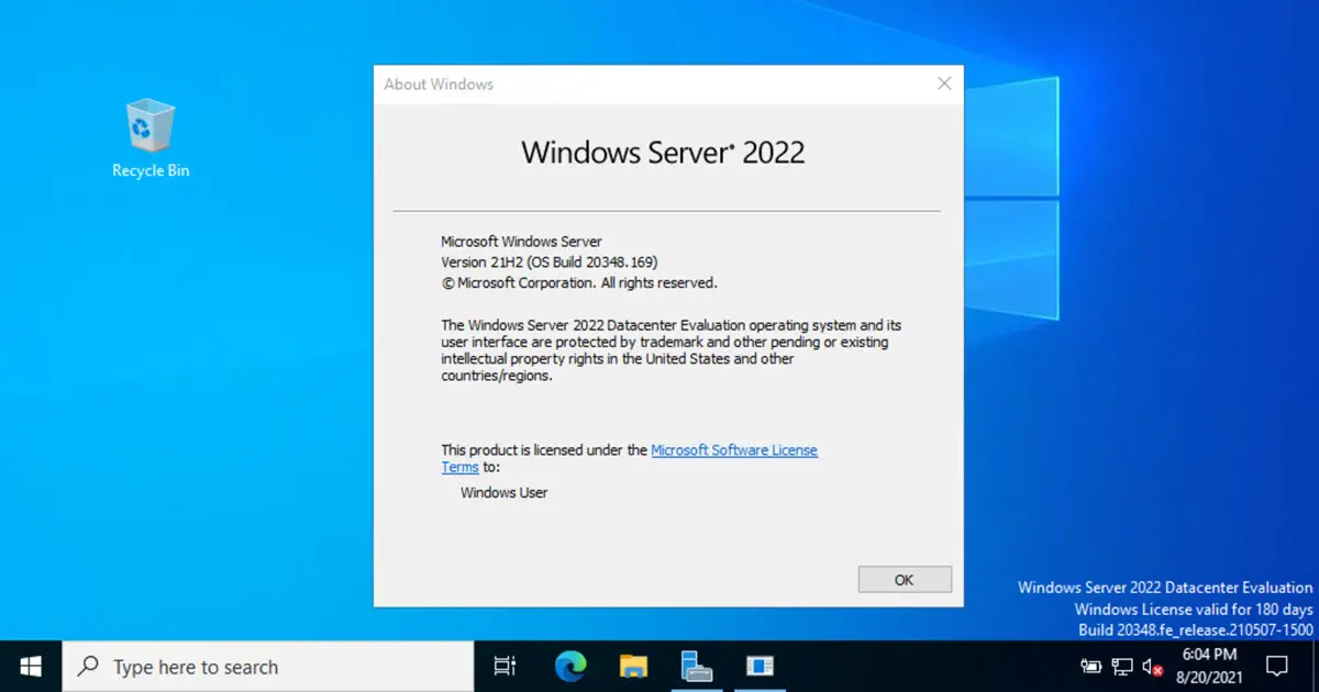 Windows-Server 2022 Datacenter - Interface