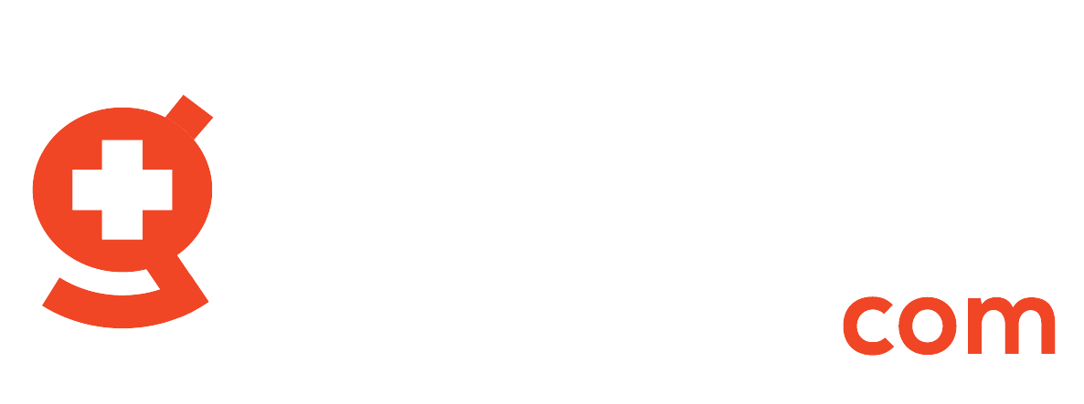 Logo, white text